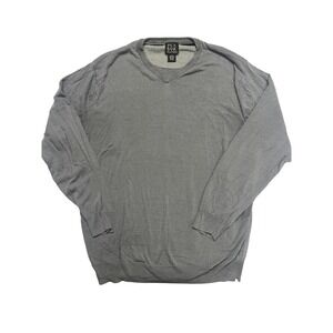 JOS A BANK Signature Collection Mens 100% Silk V Neck Sweater Gray XXL Classic